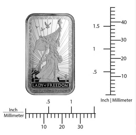 PAMP Lady of Freedom Collectible Silver Bar in Airtite Capsule