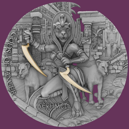2021 Niue Gods of Anger: Sekhmet Antiqued Coin w/ Box and Certificate of Authenticity