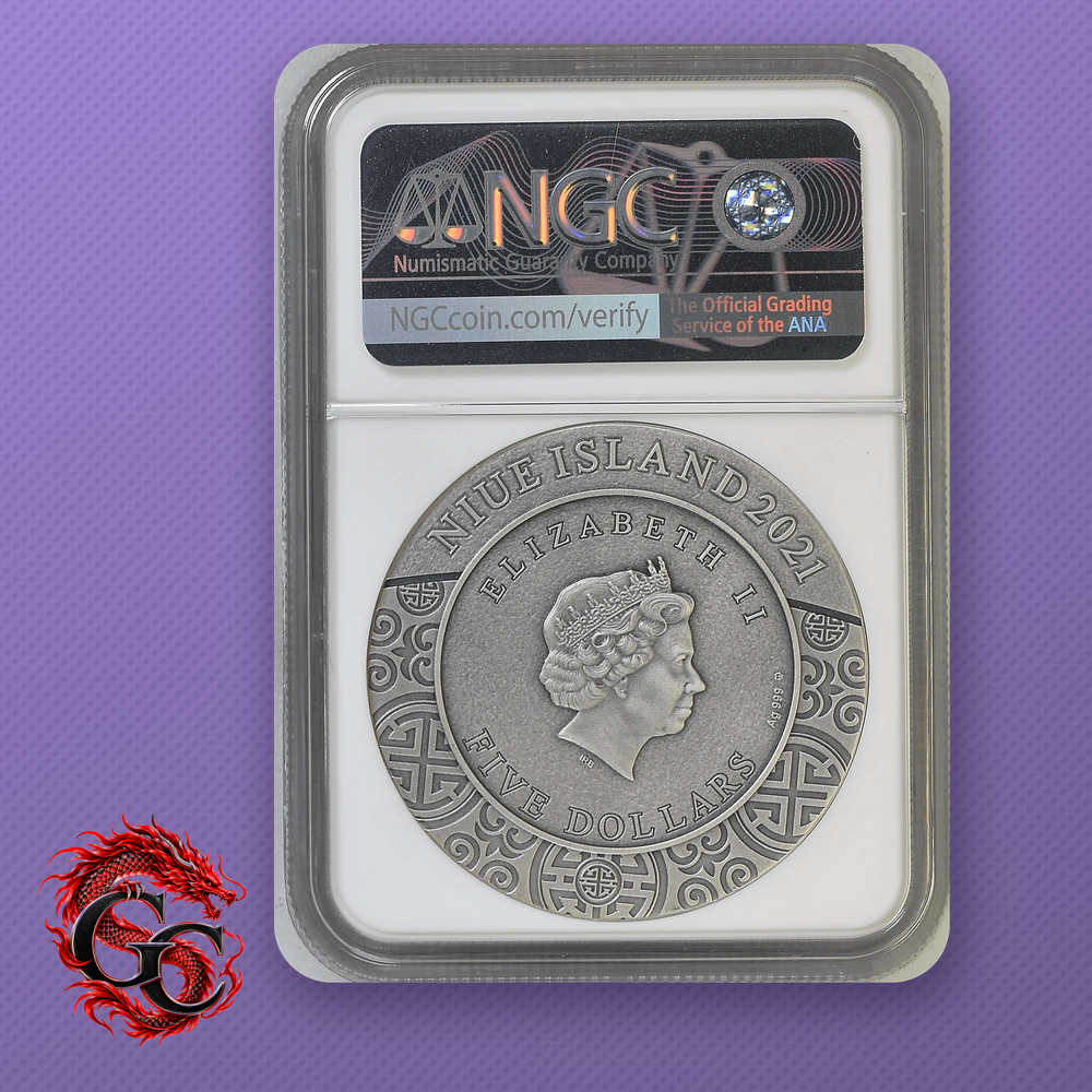 2021 Niue Famous Chinese Warriors Sima Yi 2 oz Silver Antiqued NGC MS70