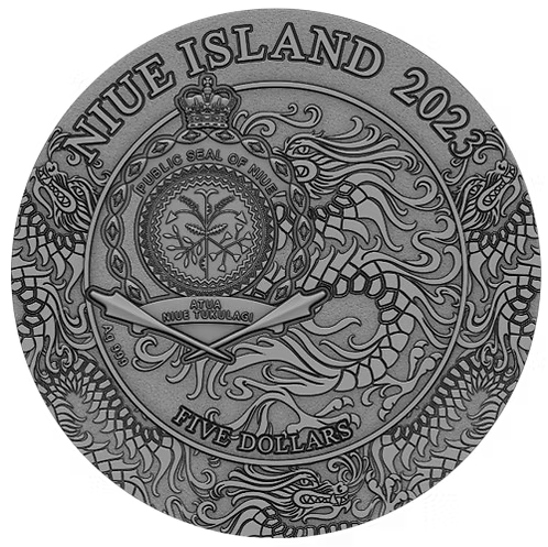 2023 Niue Zhang Fei Romance of the Three Kingdoms 2 oz Silver Antiqued Coin with Box & COA