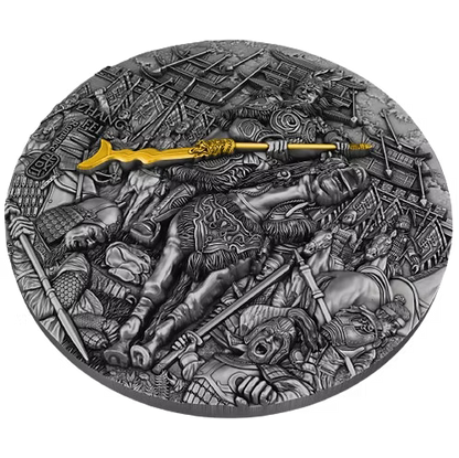 2023 Niue Zhang Fei Romance of the Three Kingdoms 2 oz Silver Antiqued Coin with Box & COA