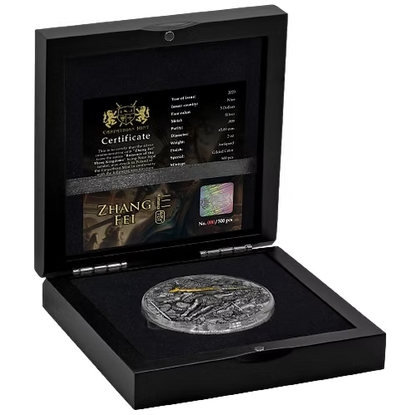 2023 Niue Zhang Fei Romance of the Three Kingdoms 2 oz Silver Antiqued Coin with Box & COA