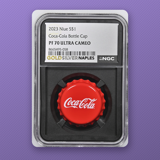 2023 Niue Coca-Cola Bottle Cap 6 g Silver Colorized Proof NGC PF70