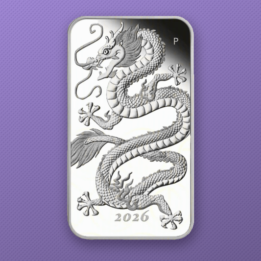 2026-P Australia Dragon $1 1 oz .9999 Silver Proof Rectangular Box & COA