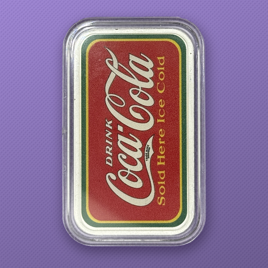 Coca-Cola Sold Here Ice Cold / Thirst Knows No Season 1 oz .999 Silver Bar