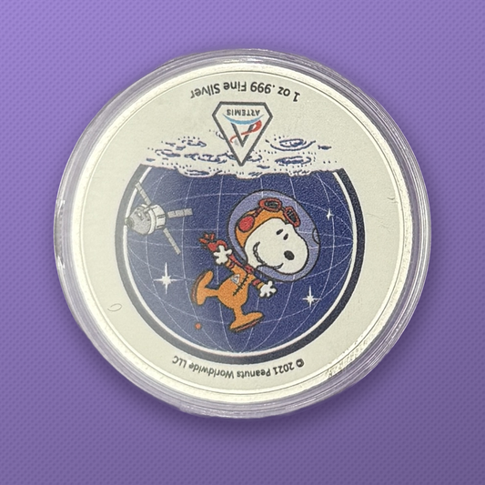 Peanuts Artemis Snoopy 1 oz .999 Silver Colorized Round