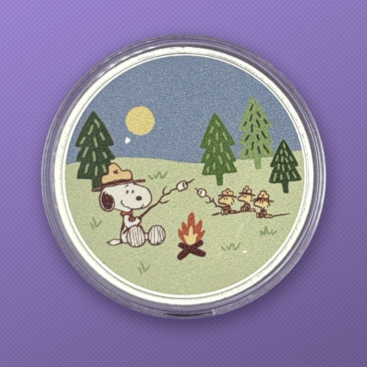 Peanuts Snoopy Camping 2024 1 oz .999 Silver Colorized Round
