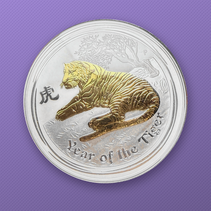 2010-P Australia Lunar Series II Year of the Tiger 1 oz .999 Silver Gilded BU