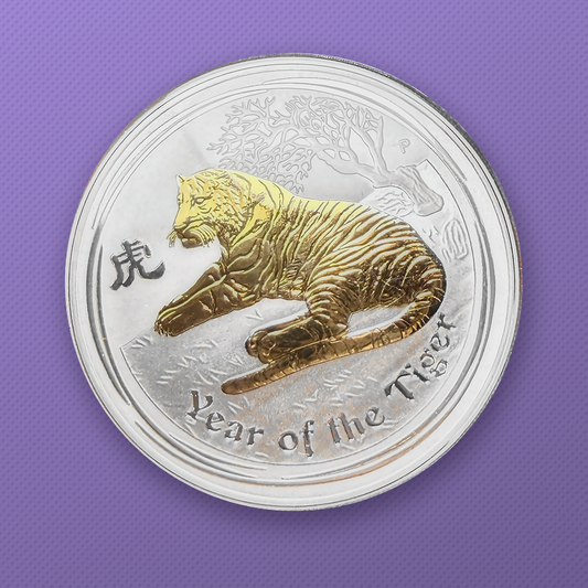 2010-P Australia Lunar Series II Year of the Tiger 1 oz .999 Silver Gilded BU