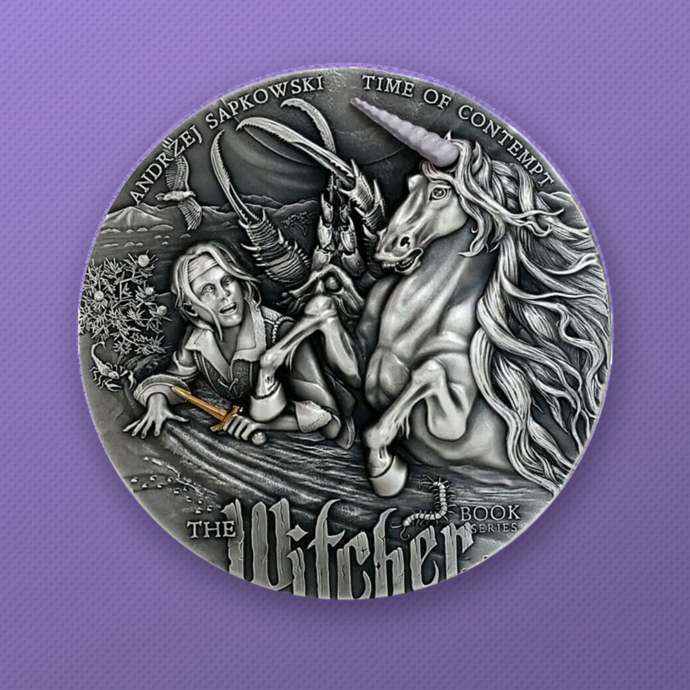 Niue The Witcher Time of Contempt 2 oz Silver Antiqued Coin with Box & COA