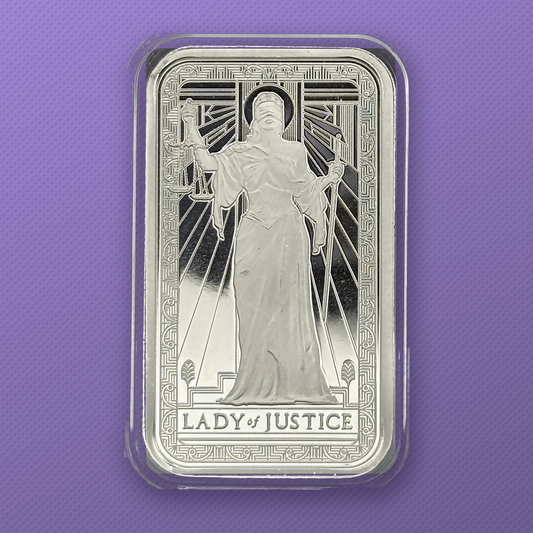 PAMP Lady of Justice Collectible Silver Bar in Airtite Capsule