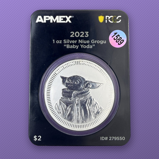 2023 Niue Star Wars Yoda 1 oz Silver Coin BU in APMEX MintDirect Card