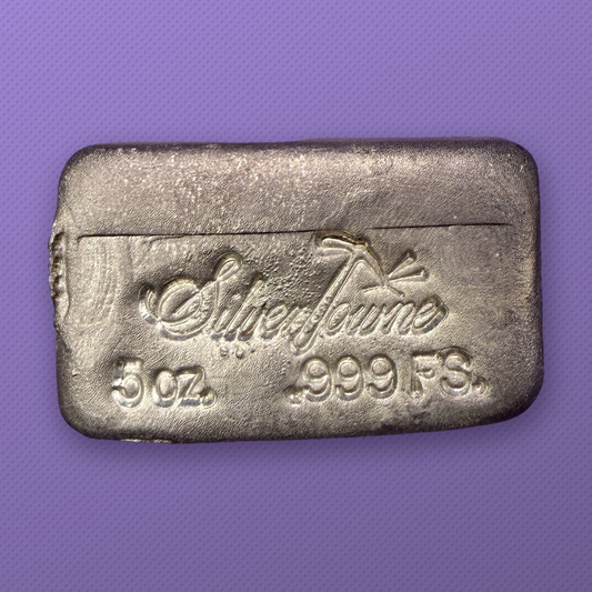 Vintage SilverTowne 5 oz Poured Silver Bar – .999 Fine Silver