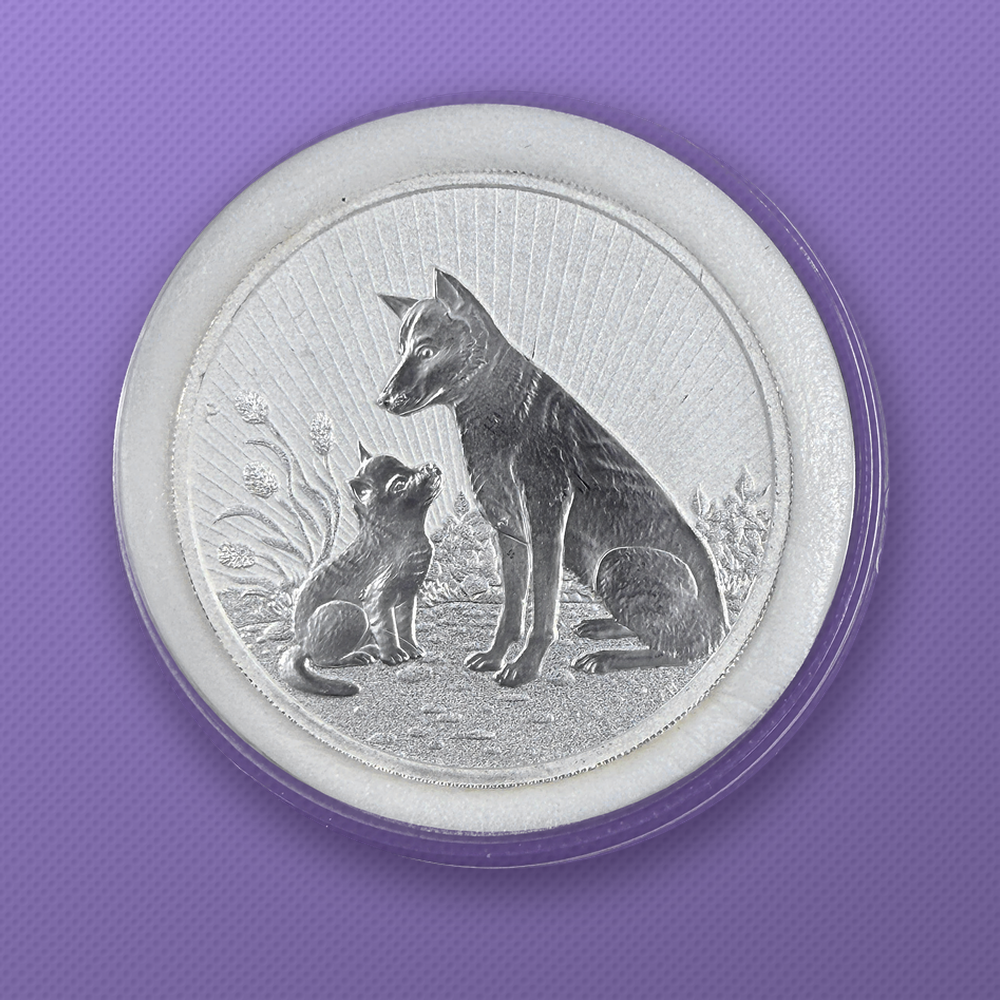 2022-P Australia Mother & Baby Dingo 2 oz .9999 Silver BU