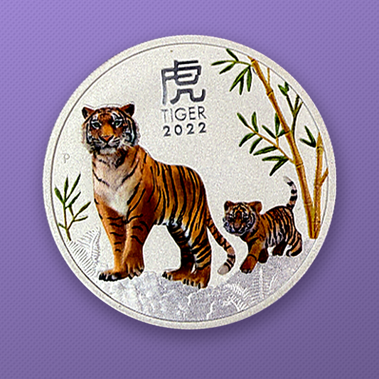 2022 Perth Mint Lunar Tiger 1 oz .9999 Silver Coin Aftermarket Colorized