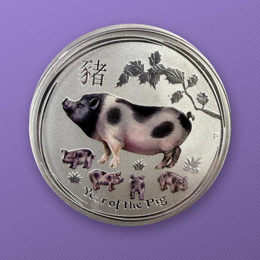 2019-P Lunar Series II Year of the Pig 1/2 oz .9999 Silver Colorized BU