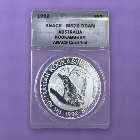 1992 Australia Kookaburra 1 oz Silver $1 ANACS MS70 DCAM