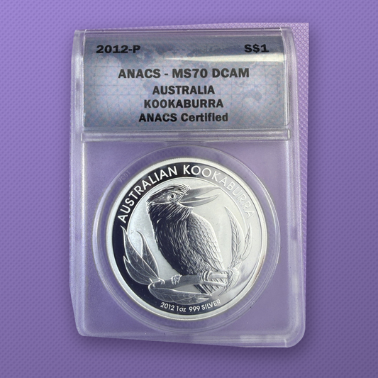 2012-P Australia Kookaburra $1 1 oz .999 Silver Coin ANACS MS70 DCAM