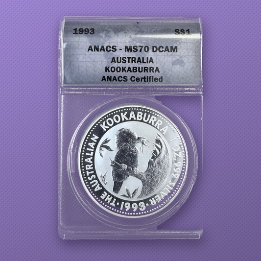 1993 Australia Kookaburra 1 oz Silver $1 ANACS MS70 DCAM