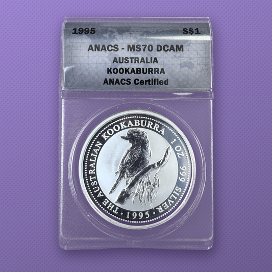 1995-P Australia Kookaburra $1 1 oz .999 Silver Coin ANACS MS70 DCAM