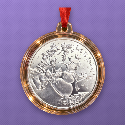 Merry Christmas Snowman 1 oz .999 Fine Silver Round – Gift Capsule