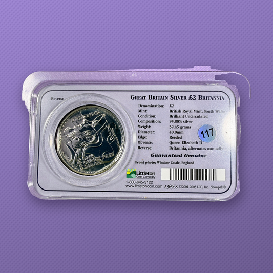 2003 Great Britain Britannia £2 1 oz .958 Silver Coin Showpak BU