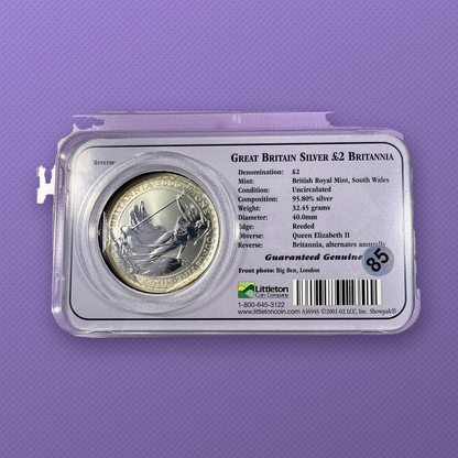 2000 Great Britain Britannia £2 1 oz .958 Silver Coin Littleton Showpak BU