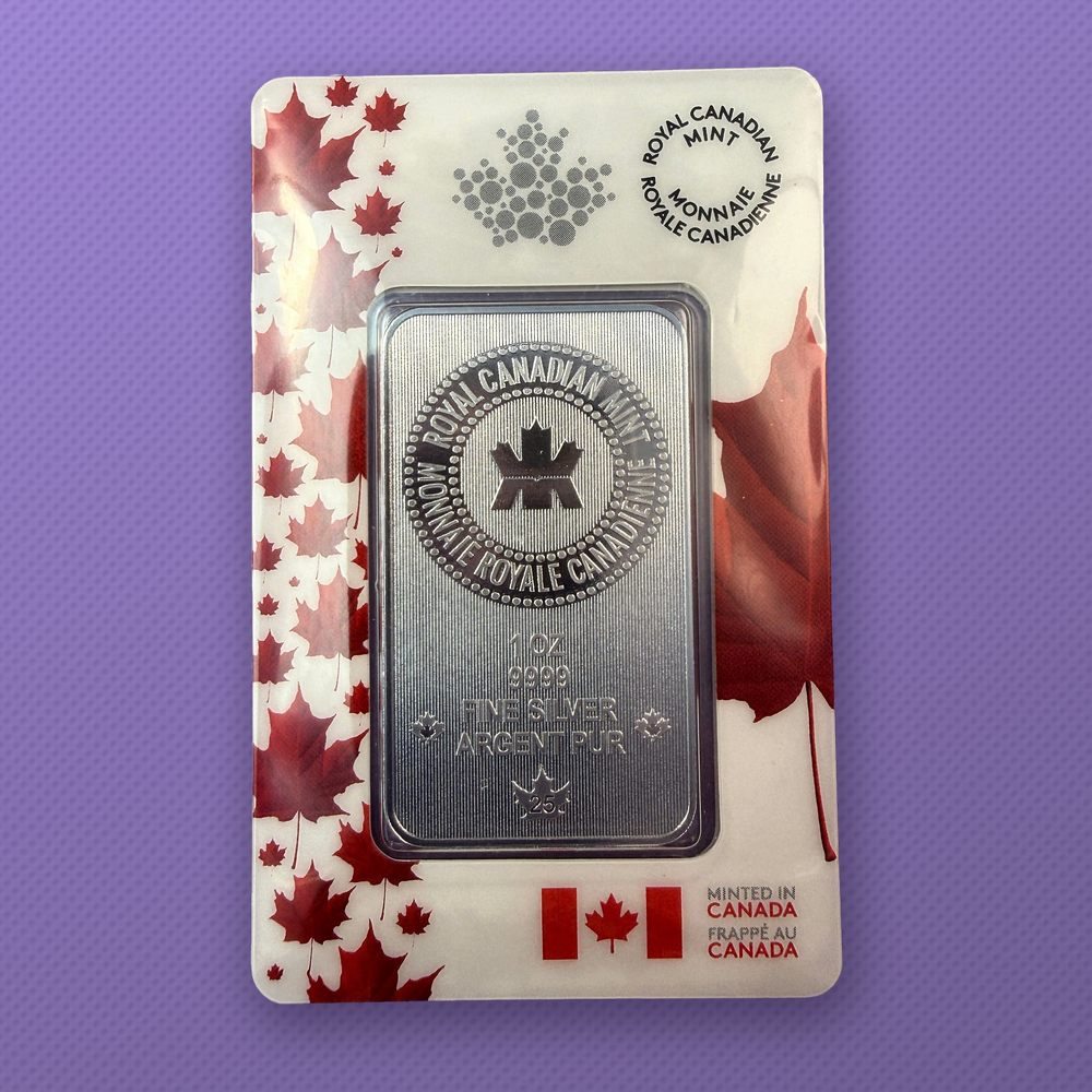 Royal Canadian Mint 1 oz .9999 Silver Bar in Assay