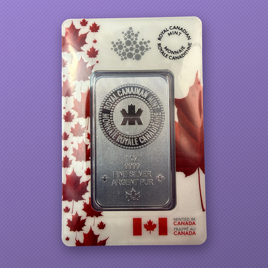 Royal Canadian Mint 1 oz .9999 Silver Bar in Assay